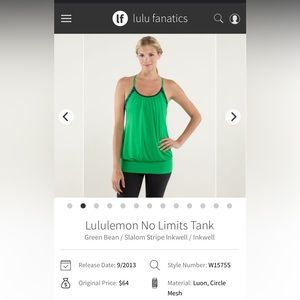 Lululemon No Limits Tank Size 4